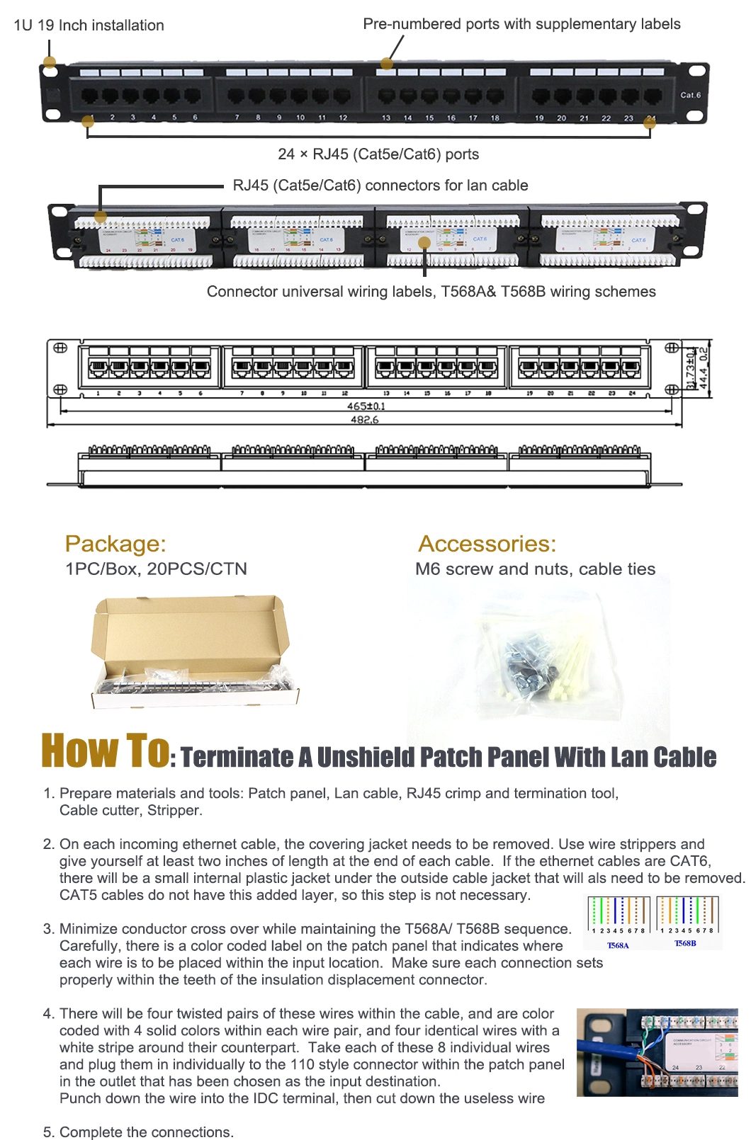 Le 1u UTP 12 Port Crs Patch Panel Cat5 Krone IDC Network Accessory